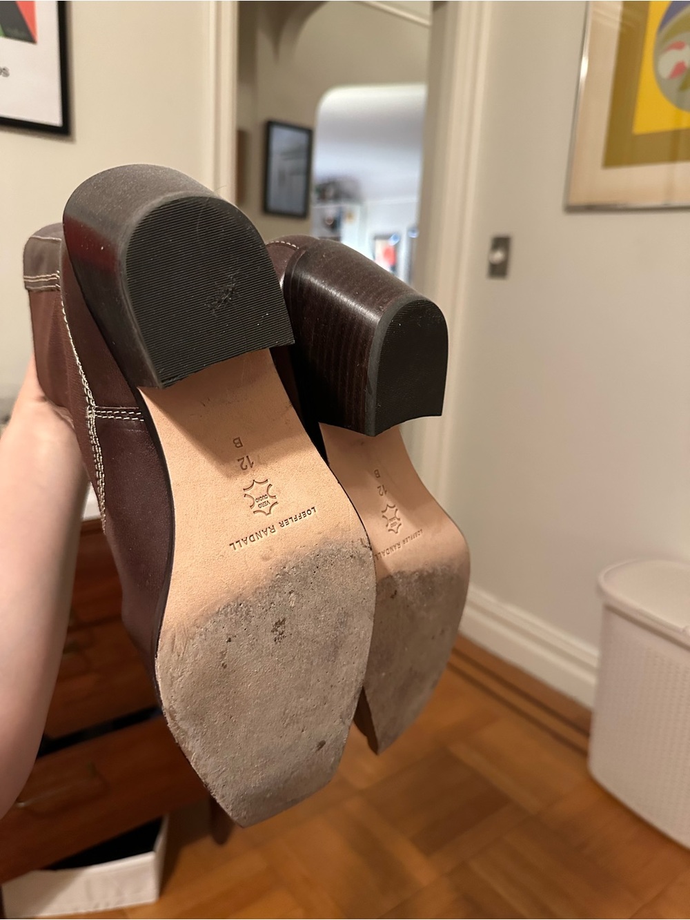 Loeffler Randall Nat Brown Leather Chelsea Ankle Boots with Contrast Stitching - Picture 3 of 5